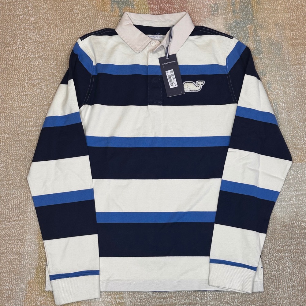 Vineyard Vines Kids Striped Organic Cotton Rugby Shirt, XL (18), NWT